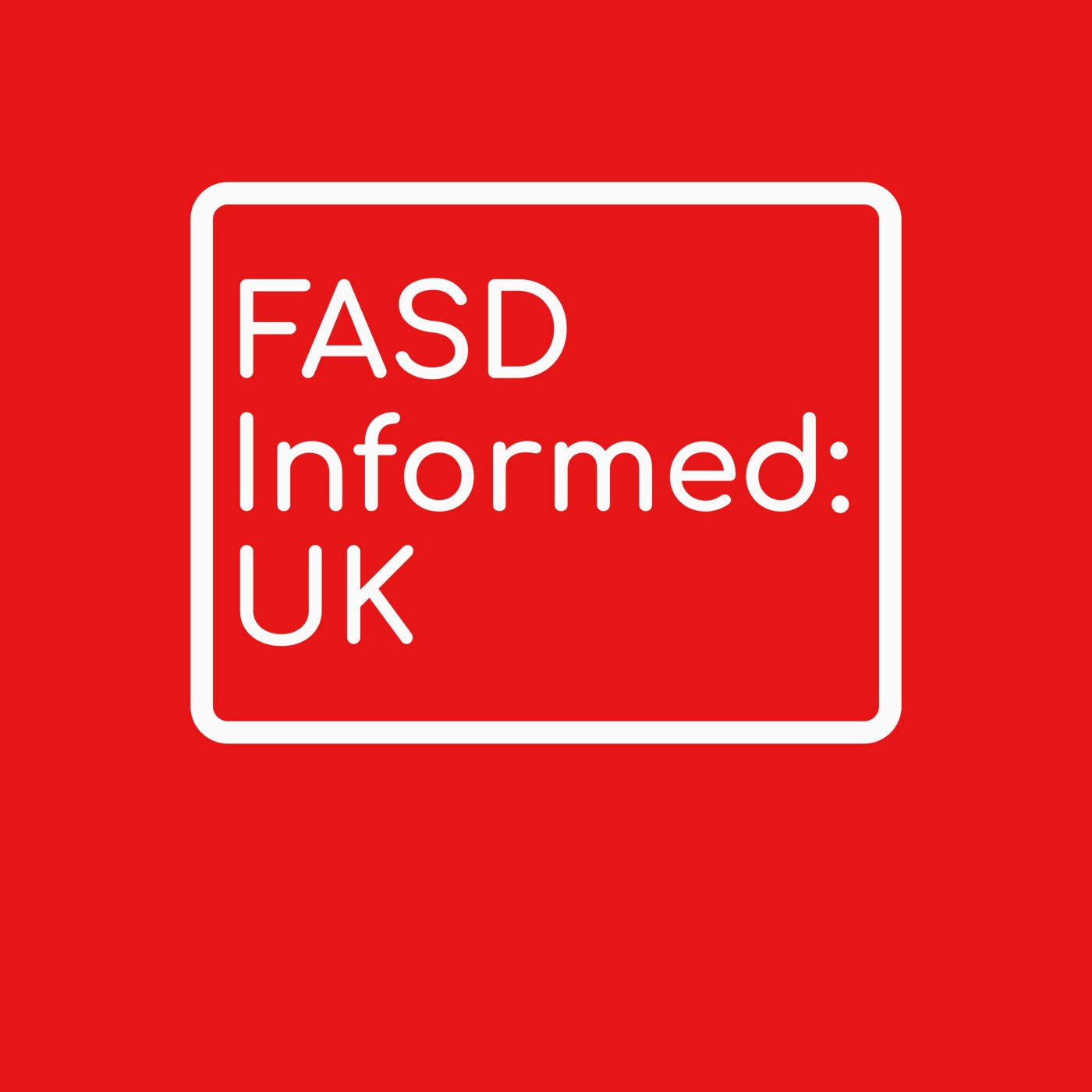Logo - Red background with FASD informed uk written in white in a white box